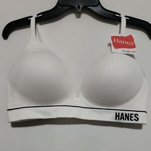 Hanes White Ribbed Bra Set / Size 2X